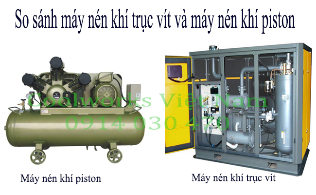 so sánh máy nén khí trục vít và máy nén khí piston